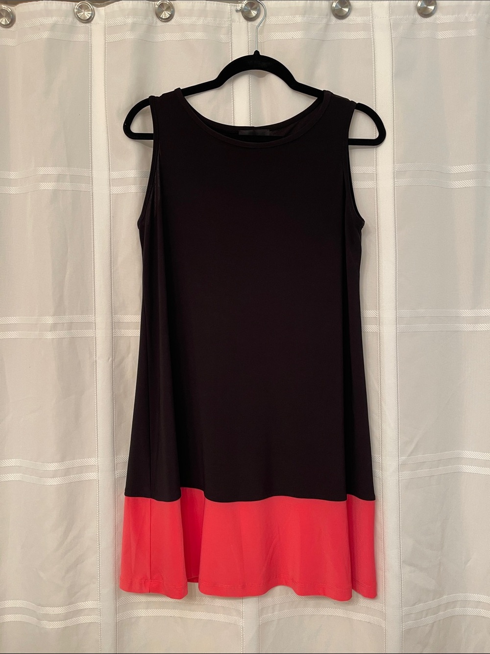 Ronni Nicole Black Mini Dress with Coral Hem